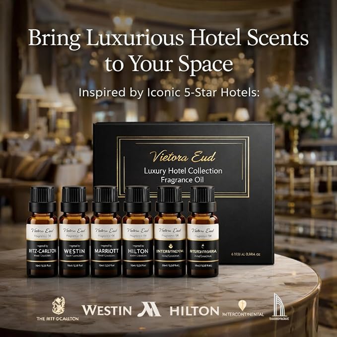 Luxury Hotel Inspired Fragrance Oil Set, 6 Pack Hotel Collection Diffuser for Humidifier, Aroma Diffuser, Candle&Soap Making, Long Lasting Scented Oil for Bedroom, Bathroom & Office