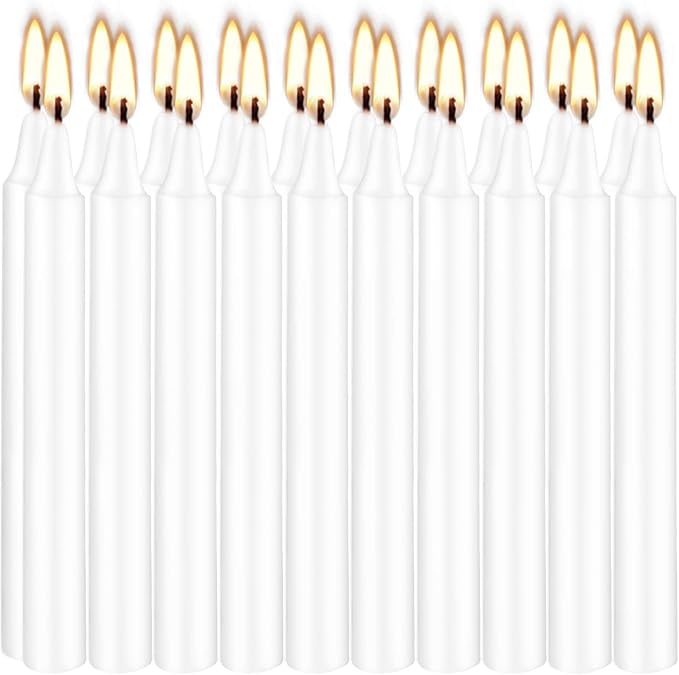 YOROXRG Set of 40 White Candles Mini Unscented Taper Candles for Christmas,Household, Wedding, Rituals, Prayer, Birthdays, Meditation, Altar,Party and Home Décor Candlesticks - 4 Inch Tall