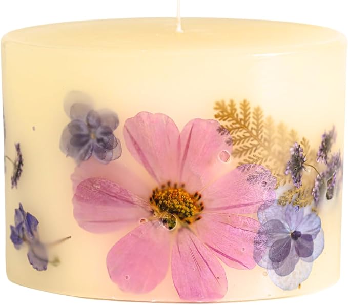 Rosy Rings Petite Round Botanical Candle - Aromatherapy, Long Lasting Candle, 60 Hour Burn Time, Floral Botanical Candles Home Decor Essential Oil Anniversary