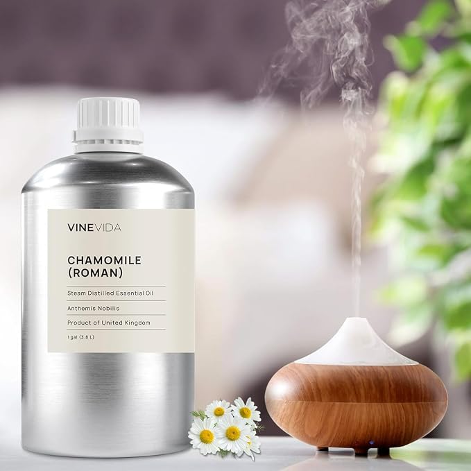 VINEVIDA Chamomile Roman Essential Oil - Gallon Chamomile Oil Undiluted - Bulk Gallon Essential Oil for Soap Making Safe for Skin - DIY Candle Scents for Candlemaking Scents - 8 lbs Chamomile Oil