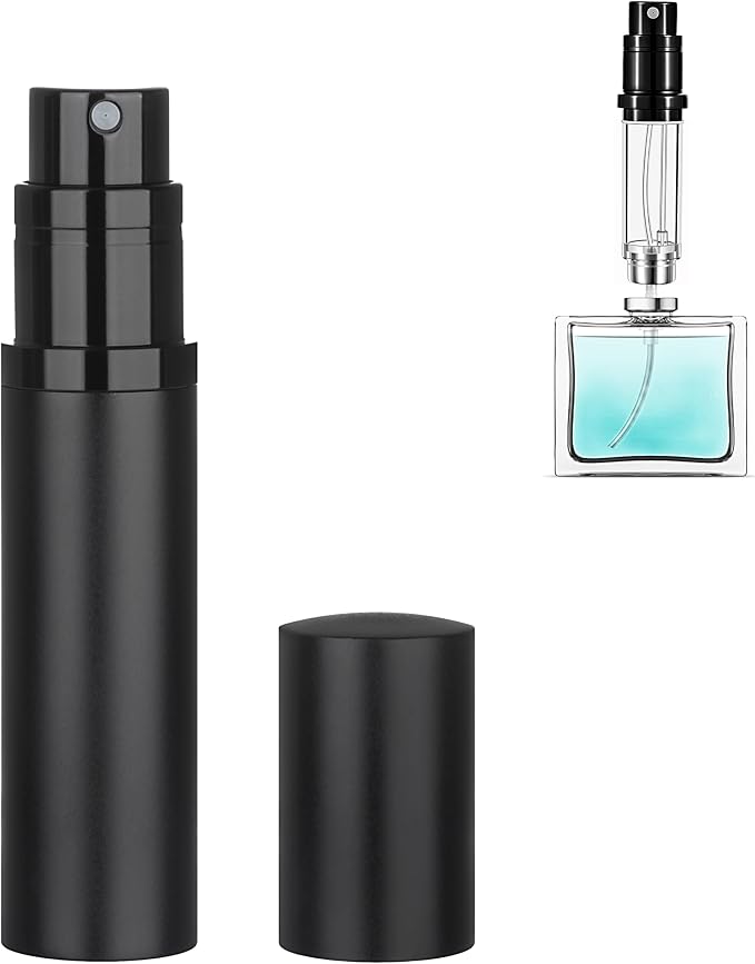 Refillable Perfume Atomizer Travel Bottle 5ml Leakproof Luxury Travel Perfume Refillable Bottle, Portable Fragrance Atomiser (Black)