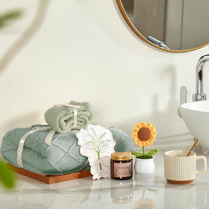 Birthday Gifts for Women, Sending Sunshine Sunflower, Self Care Set Get Well Soon Gift Baskets, Sending Hug Baskets Package, Thinking of You Gift for Mom Friend Wife Sister Girlfriend Grandma, Green