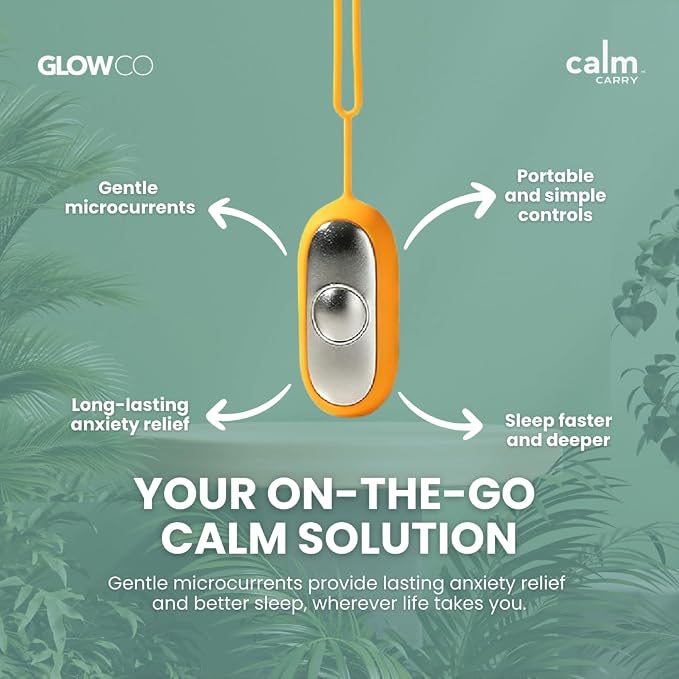 Glowco CalmCarry Sleep Aid Device – Handheld Microcurrent Relaxation Tool, Supports Calm, Focus & Gentle Relief, USB Rechargeable, Portable Wellness Device for Adults & Kids | Orange Calm Carry