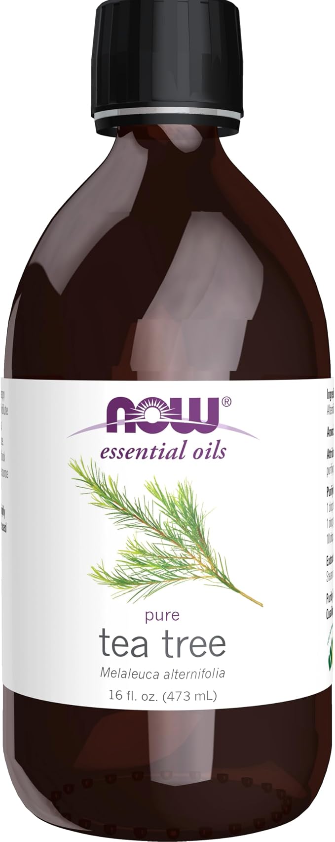 NOW Essential Oils, Tea Tree Oil, Cleansing Aromatherapy Scent, Steam Distilled, 100% Pure, Vegan, Child Resistant Cap, 16-Ounce