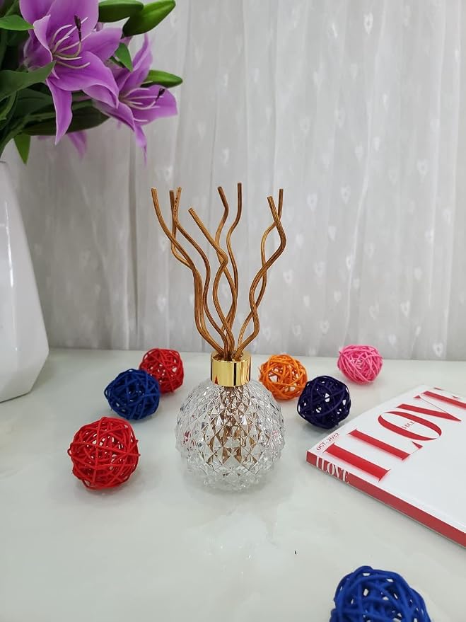 11 inch Wavy Rattan Reed Diffuser Sticks 50PCS Natural Rattan Fragrance Aromatherapy Volatile Replacement RefillEssential Oil Aroma Diffuser Replacements Sticks for own Space (50PCS, Light Brown)