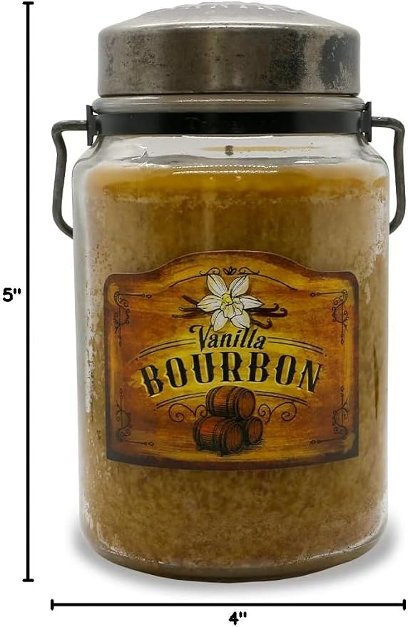 McCall’s Candles | Vanilla Bourbon | 26 oz Scented Candle | USA-Poured | Vintage Rustic Jar with Carrying Handle | Warm Spiced Bourbon Fragrance