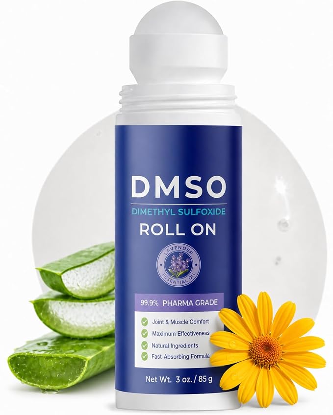 DMSO Roll-On Gel - 99.9% Pharmaceutical Grade DMSO for Joint & Muscle Relief - Fast-Absorbing Formula with Arnica, Frankincense, Aloe Vera & Magnesium Chloride - Lavender Scented, 3oz