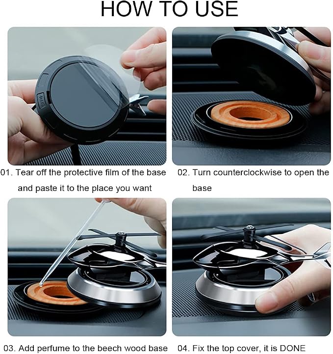Car Air Freshener,Al Alloy Solar Helicopter Diffuser,Home&Car Décor|Blue | Solar-powered Rotating Diffuser for Car & Home. No Battery Needed. Aviation Al Interior Décor Freshens Air Naturally