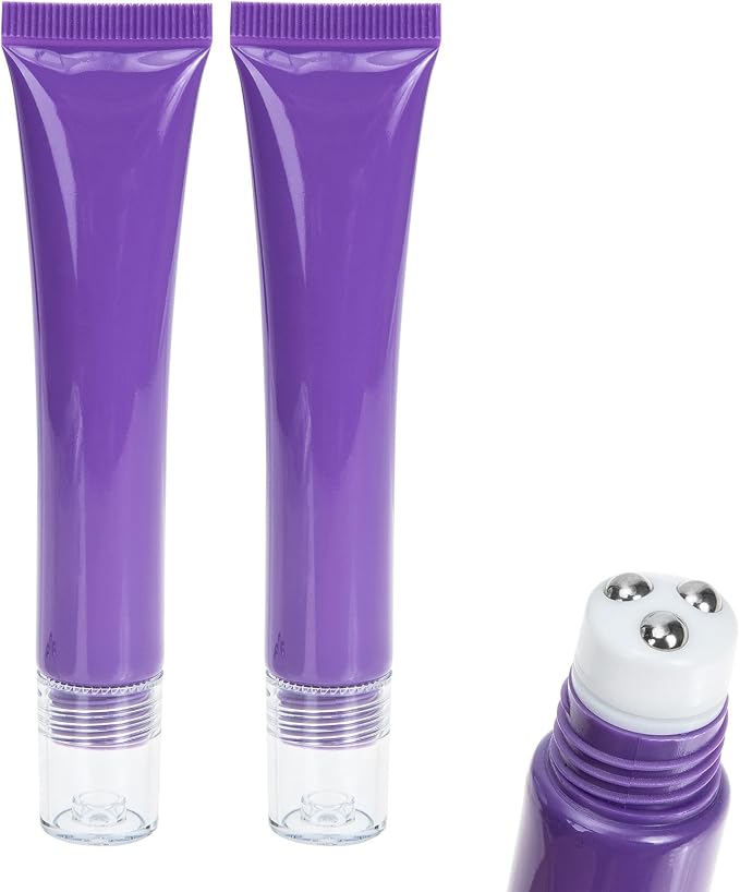 Beavorty Essential Oil Roller Bottles 2 Pack Refillable Eye Face Cream Dispenser Tubes 4.92In Leak-Proof Portable Roll-on Container for Skincare and Travel