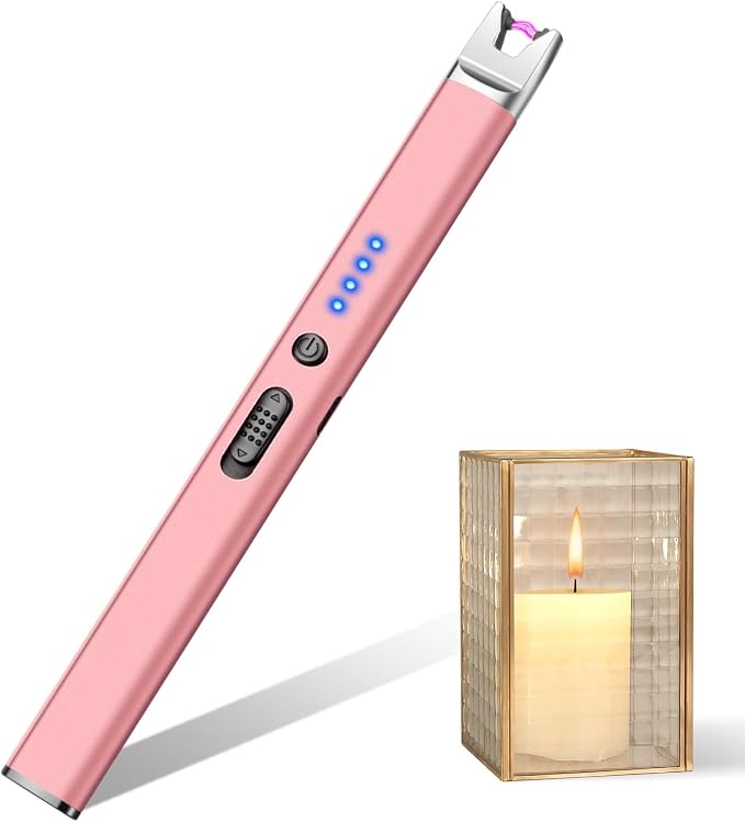 LcFun Candle Lighter Electric USB Rechargeable Plasma Arc Lighter with Safety Lock, Windproof Flameless Long Lighters for Candle, Grill, BBQ, Camping, Gas Stoves