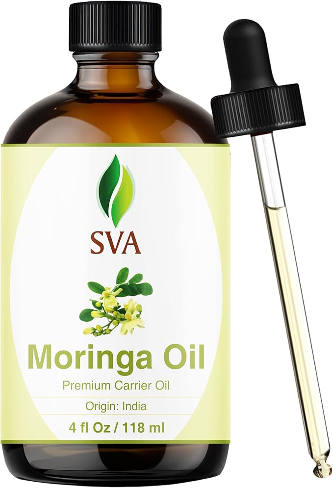 SVA Moringa Seed Oil 4 Fl Oz - for Face, Skin Care, Hair Care, Scalp Massage & Body Massage – Carrier Oil with Dropper