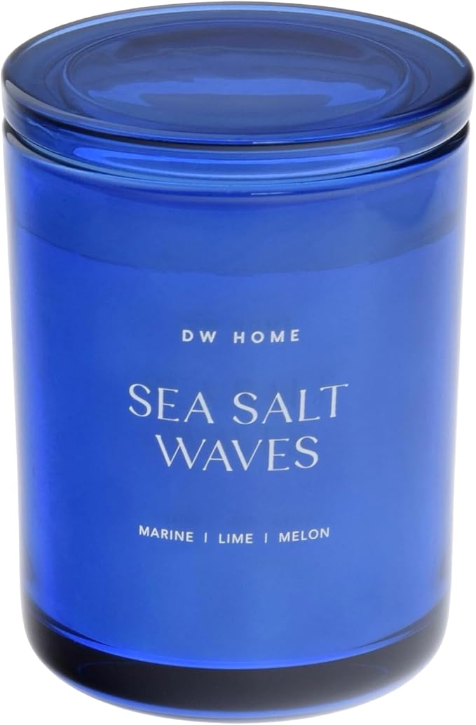 DW Home Sea Salt Waves Scented Candles, 15 oz Double Wick Large Jar, Up to 56 Hour Burn Time, Strong Long Lasting Fresh Marine Citrus Fragrance, Perfect for Home & Housewarming Gifts