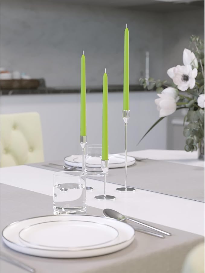 CANDWAX 12 inch Taper Candles Set of 4 - Dripless and Smokeless Candles Unscented - Slow Burning Candle Sticks - Olive Candle Taper