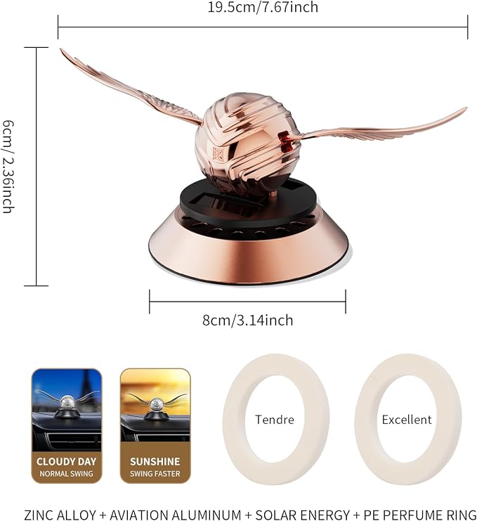 MAJESTY`S SECRET PHEROMAX Solar Car Air Freshener Diffuser, Odor Eliminator for Vehicle Scenting Device, Long Lasting Scent for Auto, Automotive Accessories Interior Scent Diffuser (Rose Gold)
