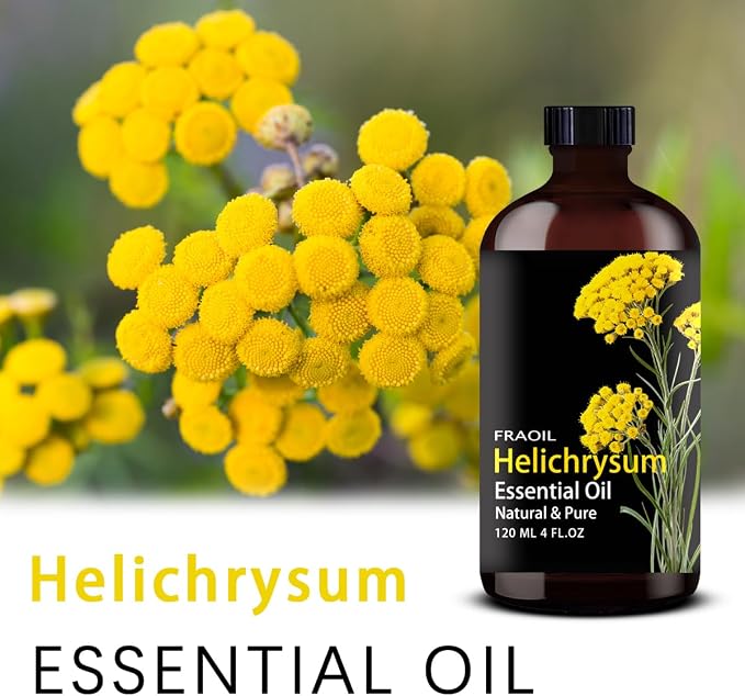 Helichrysum Essential Oil, Helichrysum Oil 4 Fl Oz 120ML for Diffuser Humidifier Yoga Cleaning DIY Candle Soap Making Perfume Gift for Women Essential Oils FRAOIL (Helichrysum 4 Fl Oz (Pack of 1))