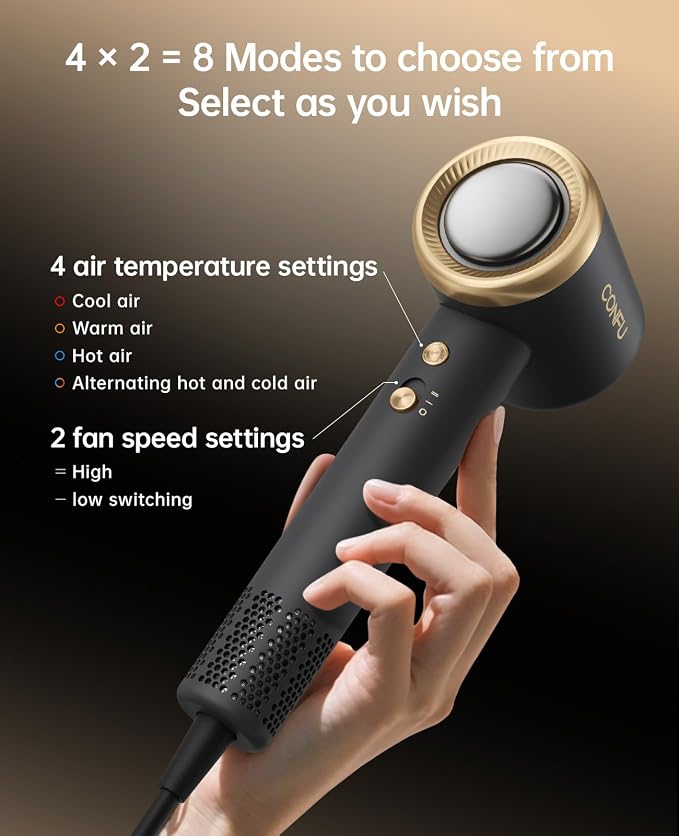 Hair Dryer with Diffuser, CONFU Hair Dryers for Women High Speed Professional Ionic Blow Dryer for Fast Drying, Blow Dryers for Men, Hair for Curly Hair for Home Travel