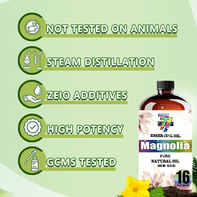 Magnolia Essential Oil, Magnolia Oils, for Diffuser, Humidifier, DIY Candles, Soap, Living Room, Yoga, Massage, Gift, Essential Oil, GV77ZF Magnolia Fragrance Oil - 16 fl oz (480 ml)