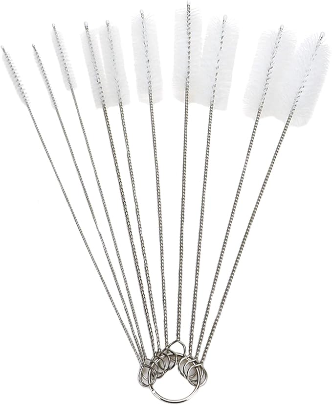 20Pcs 10 Sizes Humidifier Brush Cleaner Bottle Brush Small Diameter Drinking Straw Cleaning Brush,Black and White