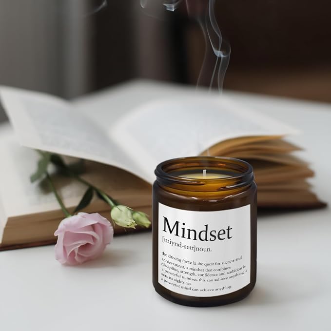 Mindset Definition Inspirational Gifts,Gifts for Employees,Boss Gifts,Christmas Birthday Gifts for Coworker,Motivational Gifts for Friend,Cedar Fragrance Scented Candles,8 oz