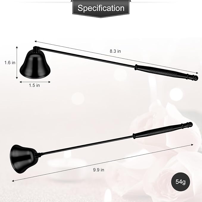 Candle Extinguisher with Long Handle, Metal Wick Snuffer Candle Snuffer Accessory with Long Handle for Scented Candle, Aromatherapy Candles for Putting Out Candles Flame (Black)