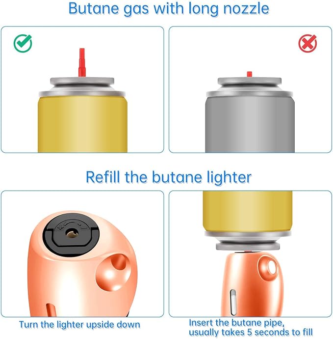 Butane Lighter with Visual Fuel Window for Kitchen Grill, Orange (No Butane)