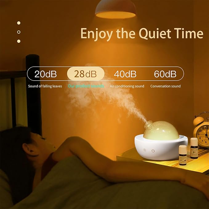 Glass Essential Oil Diffuser with Real Wood Base, 180ml Aromatherapy Diffuser with 2 Mist Modes, 7 Colors LED Light Ultrasonic Cool Mist Humidifier for Home and Office