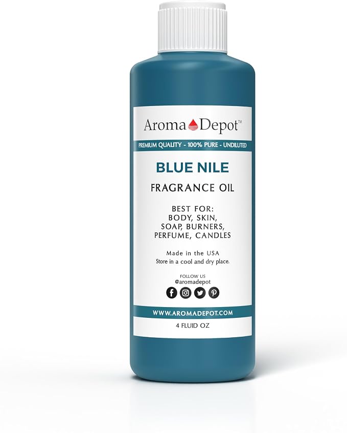 Aroma Depot 4 fl. oz Blue Nile Fragrance Oil, Perfume Oil, Scented Oil for Making, Soap, Candle Making & Incense. Used in Aromatherapy Diffusers, Warmers, and Burners. DIY Such as Lotions & Creams.