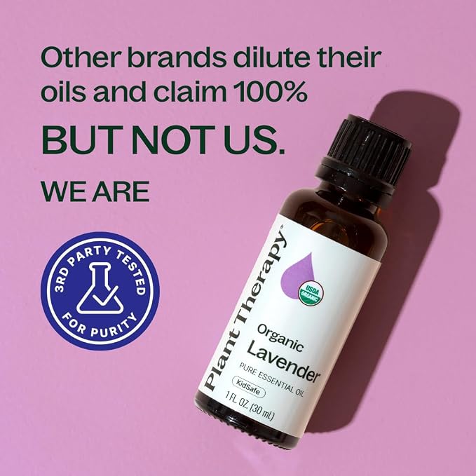 Plant Therapy Organic Lavender Essential Oil 100% Pure, USDA Certified Organic, Undiluted, Natural Aromatherapy for Diffusion & Topical Use, For Skin, Hair, Relaxation, Premium Therapeutic Grade 30 mL