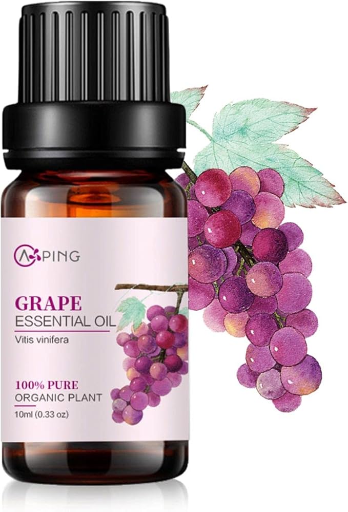 Grape Essential Oil - 100% Pure Organic Natural Plant (Vitis vinifera) Grape Oil for Diffuser, Aroma, Spa, Massage, Yoga, Perfume, 0.33oz
