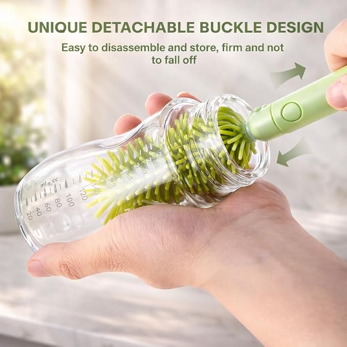 Travel Bottle Cleaner kit, 7in1 Baby Toddler Travel Essential Silicone Bottle Brush Set, Nipple, Drying Rack, Straw, & Breast Pump Cleaning, Soap Dispenser & Organizer Case, Gift Mom