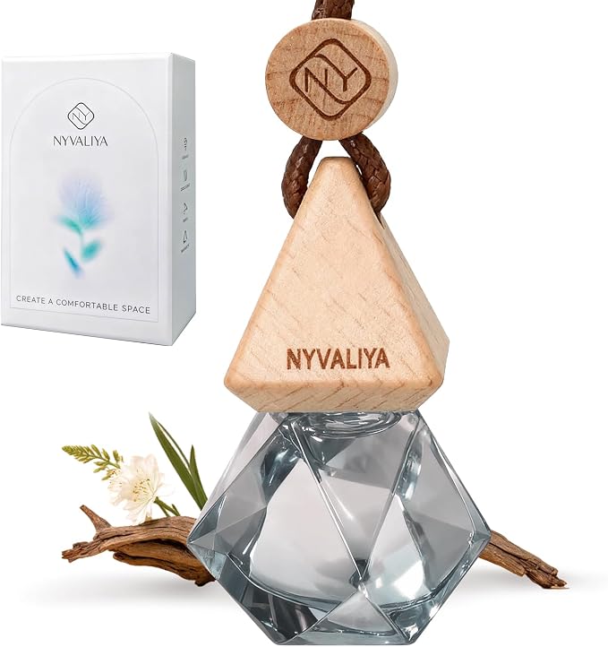 Car Air Freshener Hanging Diffuser with Natural Essential Oil, Ebony Agarwood Scent Car Fresheners, Long Lasting Car Smell Air Fresheners, Car Air Fresheners for Women & Men (Ebony Agarwood)