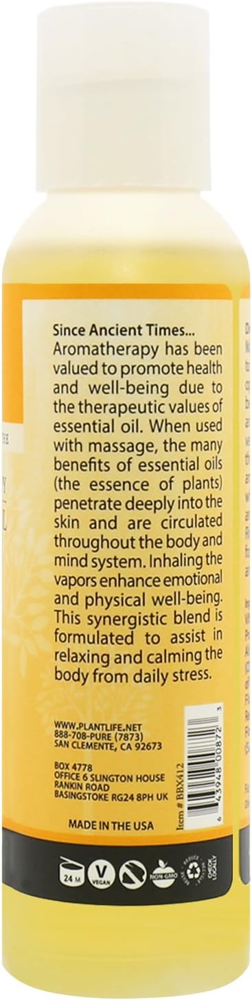 Plantlife Relax Massage Oil - Absorbs Deeply into the Skin and is Circulated Throughout, Providing Optimum Benefit to the Mind and Body - Made in California 4 oz
