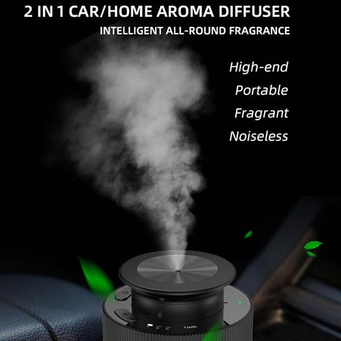 Car Diffuser for Essential Oils, Mini USB Air Scent Small Humidifier With 3 Gears Timer Portable Smart Scent Air Machine USB Vertical Spraying 800MAH Adjustable Scent