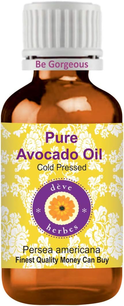 Deve Herbes Avocado Oil (Persea Americana) | Cold Pressed | Pure | Natural | Undiluted | for Diluting Essential Oils | for Hair, Skin & Massage | Non-Sticky | Lightweight | Unisex | 100ml (3.38 oz)