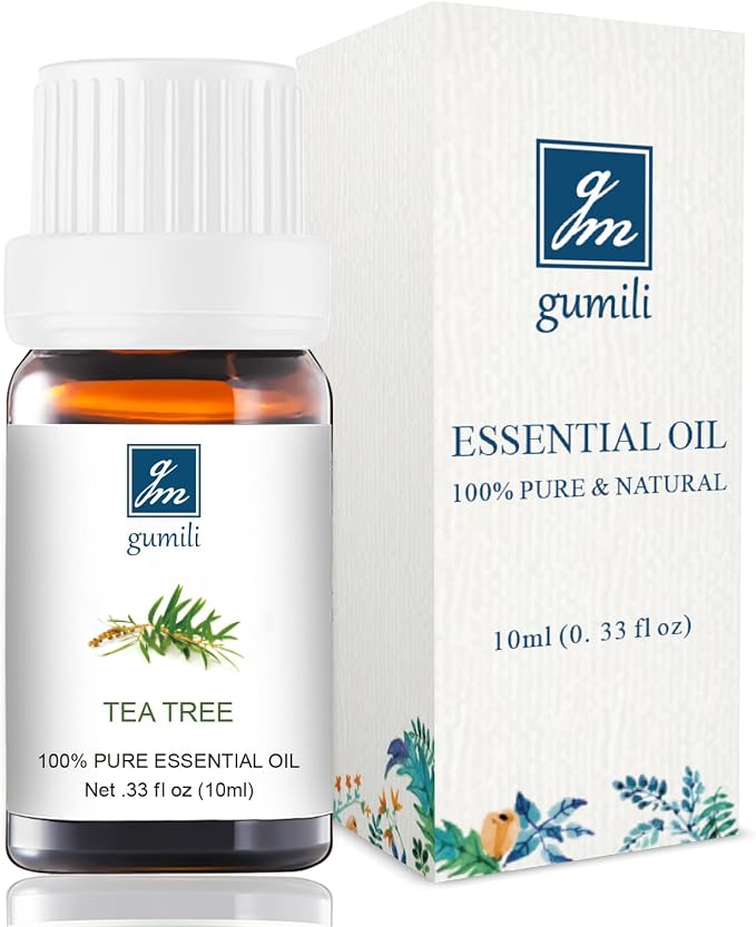 GM Gumili Tea Tree Essential Qil 10ml-100% Pure Tea Tree Oil for Skin, Hair, Face, Nails, Scalp & Foot Soak-Natural Aromatherapy & Toenail Care