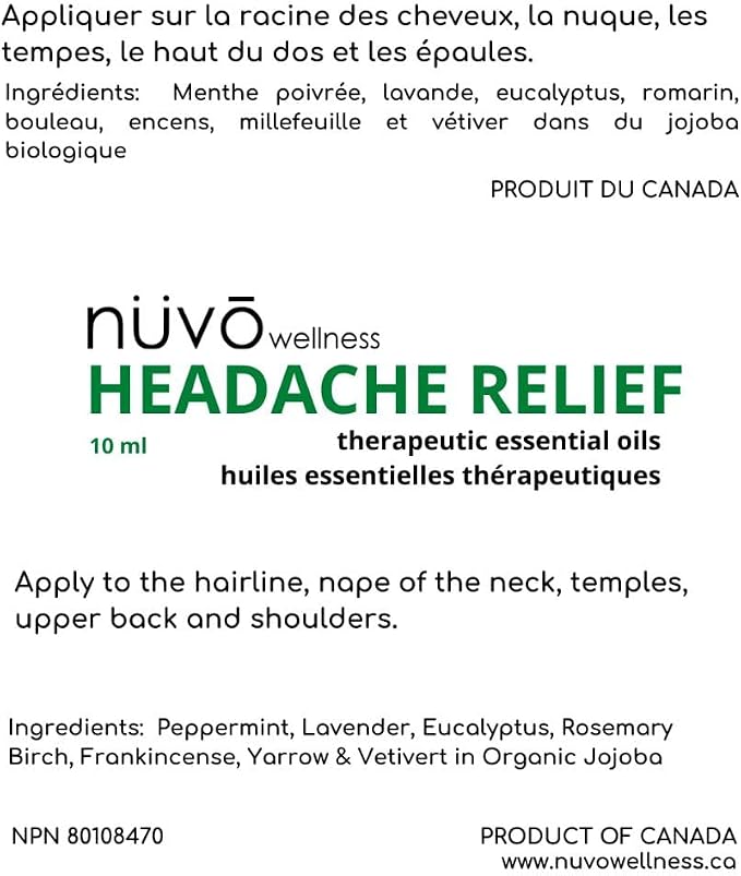 Migraine Relief Roll-On, Made with Peppermint, Lavender, Eucalyptus, & Other Aromatherapy Essential Oils, for Headaches, and Sore Muscles