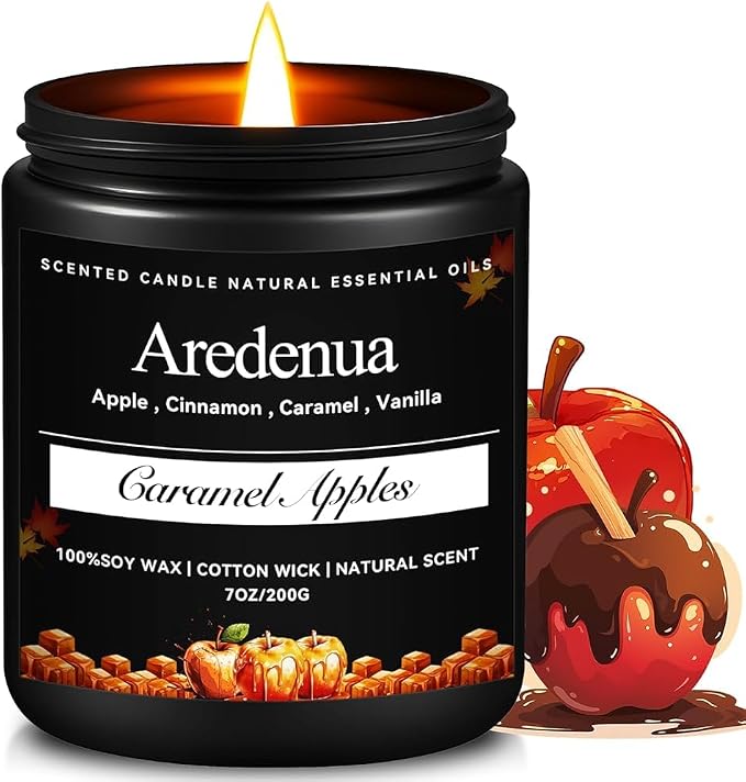 Caramel Apples Candles – Sweet Holiday Caramel Apple Aroma -Cozy Christmas Seasonal Candles Gift, Hand-Poured Winter Soy Candle for Christmas Home Décor & Cozy Seasonal Gifting