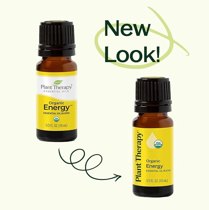 Organic Energy Essential Oil Blend 10 mL (1/3 oz) 100% Pure, Undiluted, USDA Certified Organic, Stimulating Aromatherapy for the Body and Mind