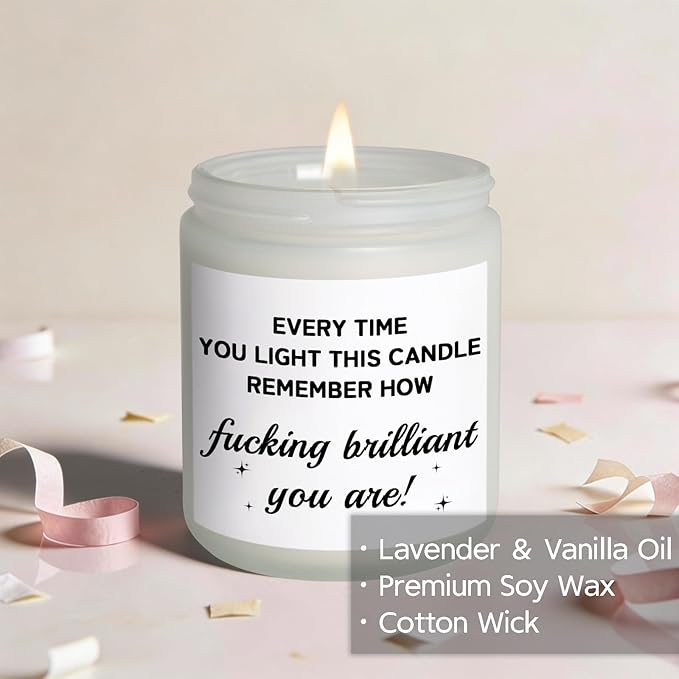 Funny Birthday Gifts for Women, Unique Gift for Mom Sister Womens Best Friend Birthday Gifts for Women Who Have Everything, Coworker Encouragement Inspirational Get Well Gift for Her, Vanilla Candle