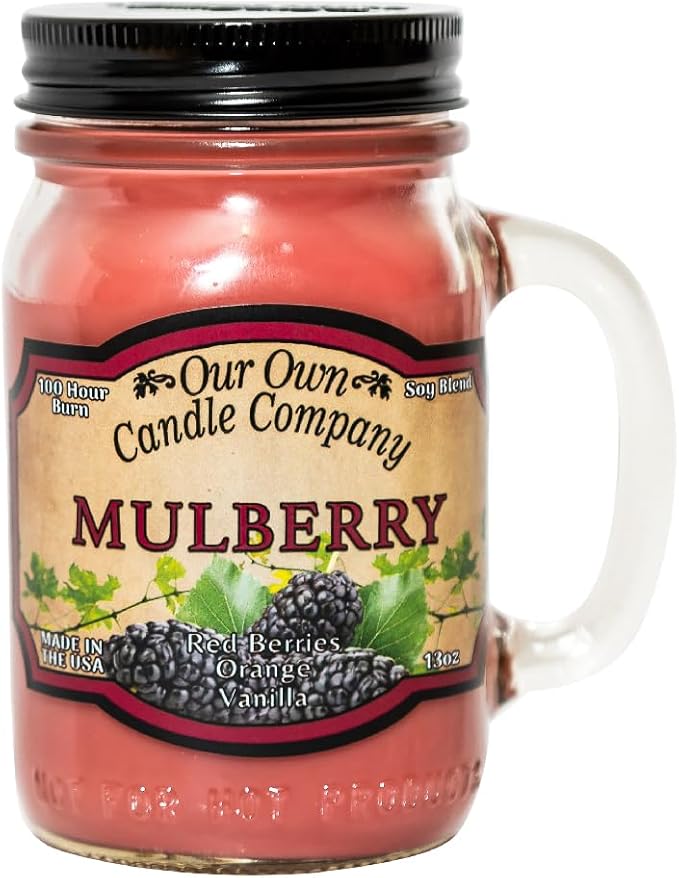 Our Own Candle Company, Mulberry Scented Mason Jar Candle, 100 Hour Burn Time, 13 Ounces