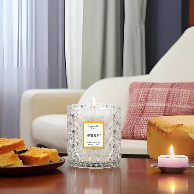 Hotel Scented Candle Natural Essential Oil, Luxury Scented Soy Jar Candle Gifts, Highly Scented, 8.1oz, Unique Blend to Promote Sleep & Relieve Stress