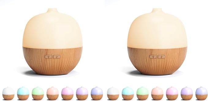 ARVIDSSON Essential Oil Diffuser, 100ml Small Aromatherapy Diffuser with Mood Light, Ultrasonic Oil Diffusers for Home, Mini Diffuser for Essential Oils, Gift for Women (Pack of 2)