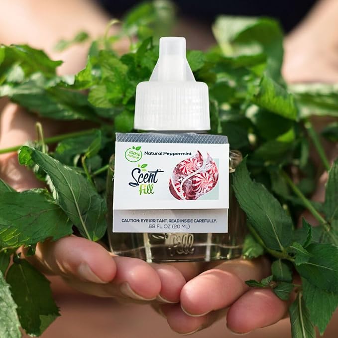 Scent Fill 100% Natural Peppermint Plug in Air Freshener, Scented Oil Refills, 2 Refills + Diffuser