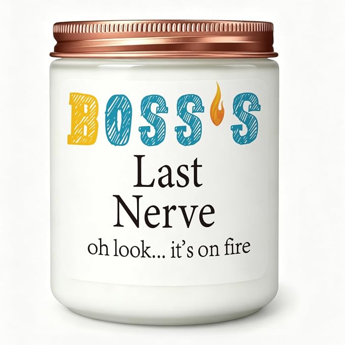 Novelty Lavender Scented Soy Candle Gift Boss Day Boss Lady Gifts Appreciation Thank You Retirement Gifts for Women Manager Colleagues Leader Bosses Female Boss's Last Nerve Candle