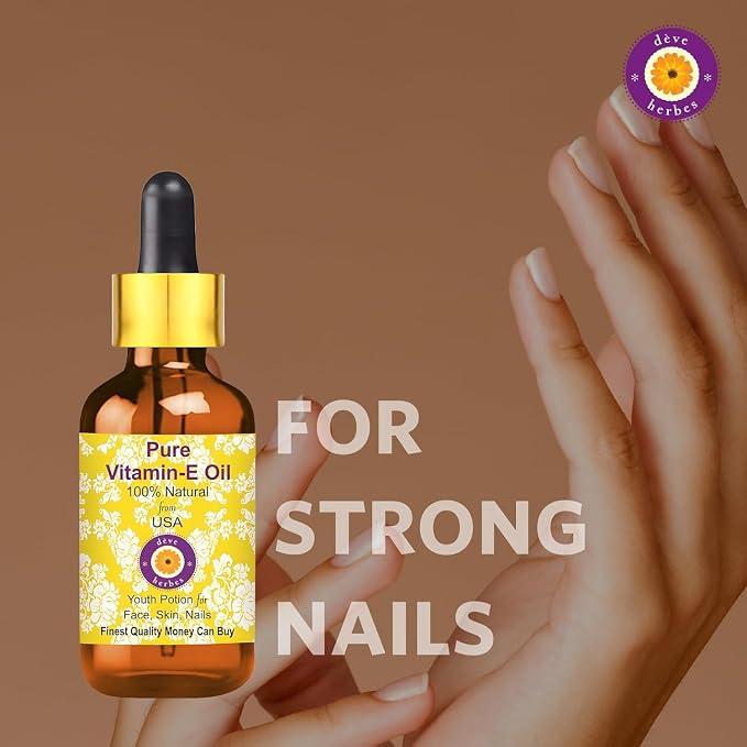 Deve Herbes Vitamin E Oil with Glass Dropper | Infused | Pure | Natutal | Undiluted | for Diluting Essential Oils | for Skin & Massage | Non-Sticky| Lightweight| Men & Women | 30ml (1 oz)