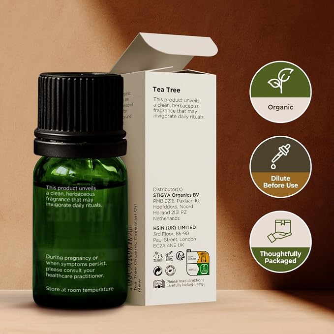 Gya Labs Organic Tea Tree Essential Oil - 0.34 Fl Oz - for Skin, Hair, Diffuser, Aromatherapy, DIY Candle Making Scents (Pack of 2)