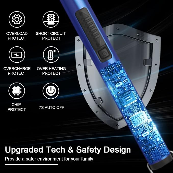 MeeToo Lighter, Electric Candle Rechargeable USB Lighter Plasma Arc for Candle Christmas Birthday Camping Dark Blue