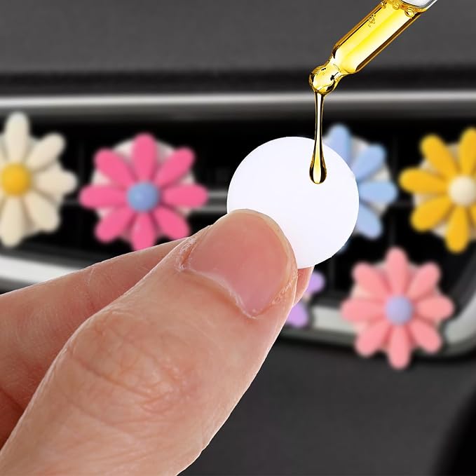 Gjinxi 100 Pcs Car Air Freshener Refill Felt Pads, 16 mm Unscented Essential Oil Perfumes Refill Pads Car Air Vent Clip Replacement Pads for Home, Car Use