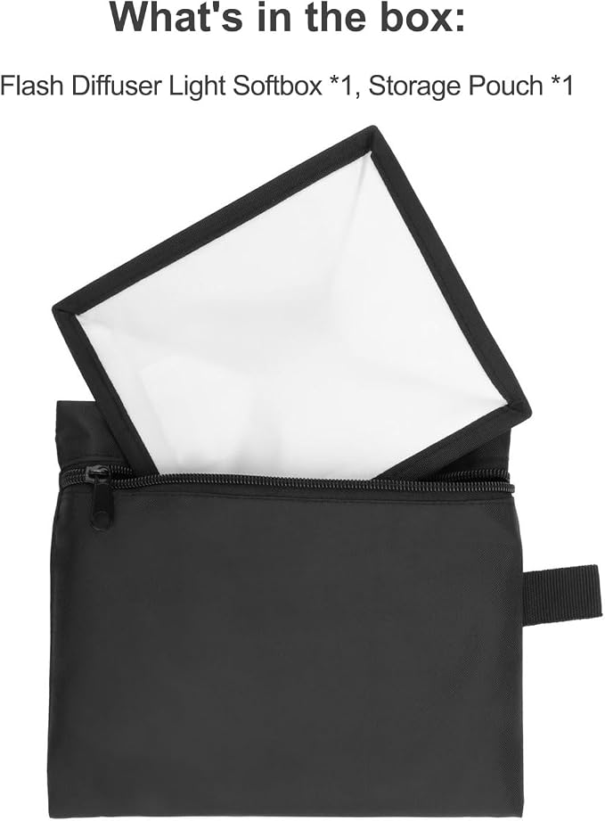 6x7 Mini Flash Diffuser Light Softbox | Universal Collapsible Mini On-Flash Softbox with Storage Pouch for Canon Nikon Sony Godox NEEWER Camera Flash and Speedlights