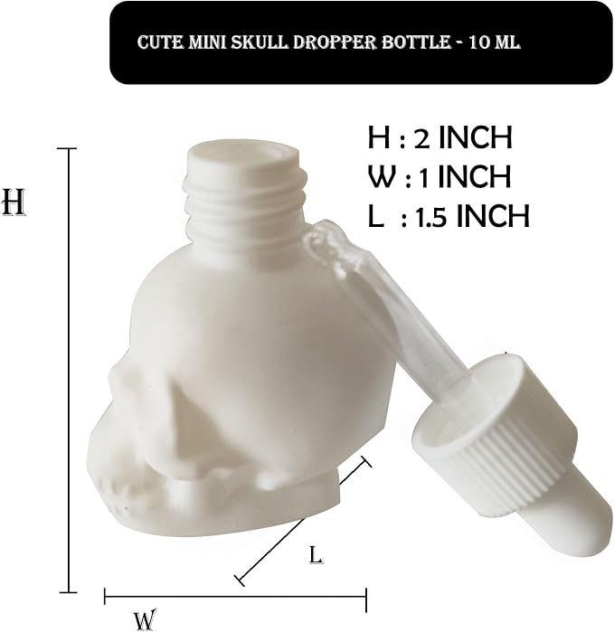 7 pcs Set 10ml Mini Skull Glass Dropper Bottle Leakproof Essential Oils Bottle for Storage and Travel (7pcs white skull bottle)